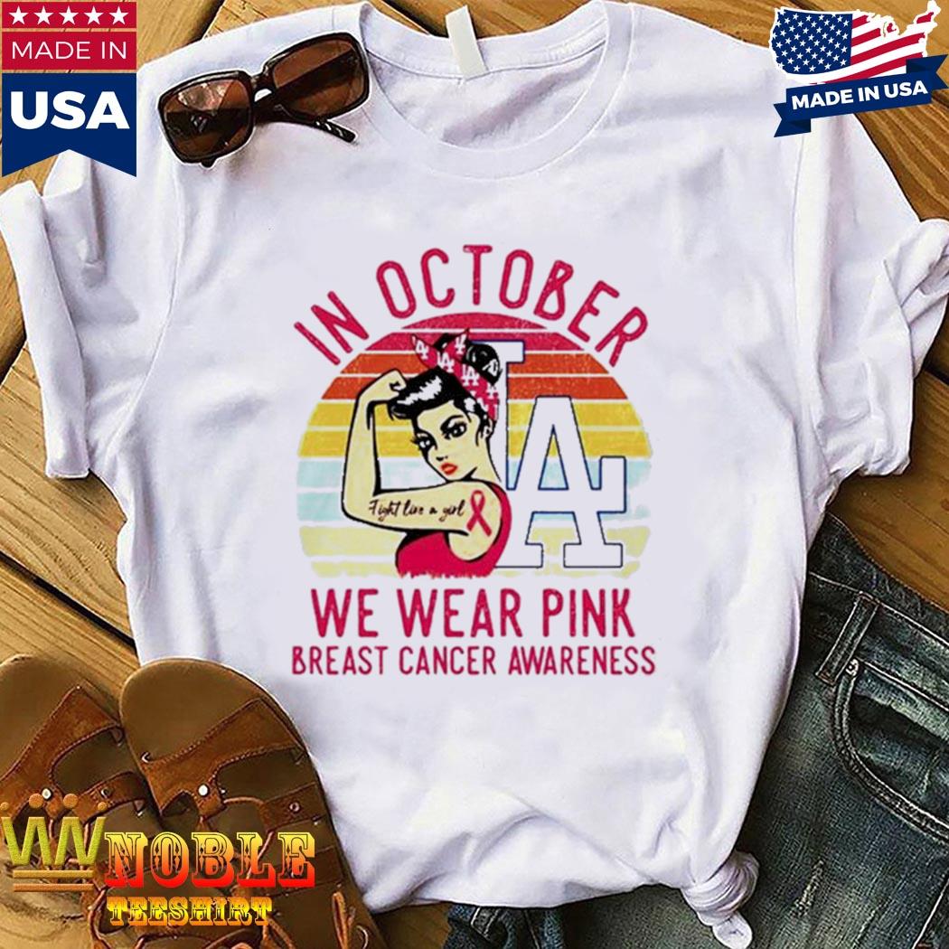 Dodgers in october we wear pink Breast Cancer shirt, hoodie, sweater and  v-neck t-shirt