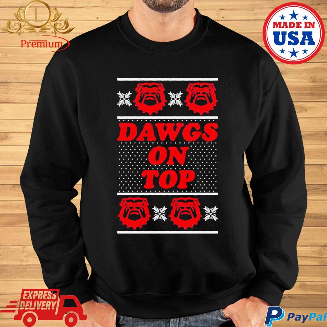 Women's Red Georgia Bulldogs Big Logo Ugly Christmas V-Neck Sweater