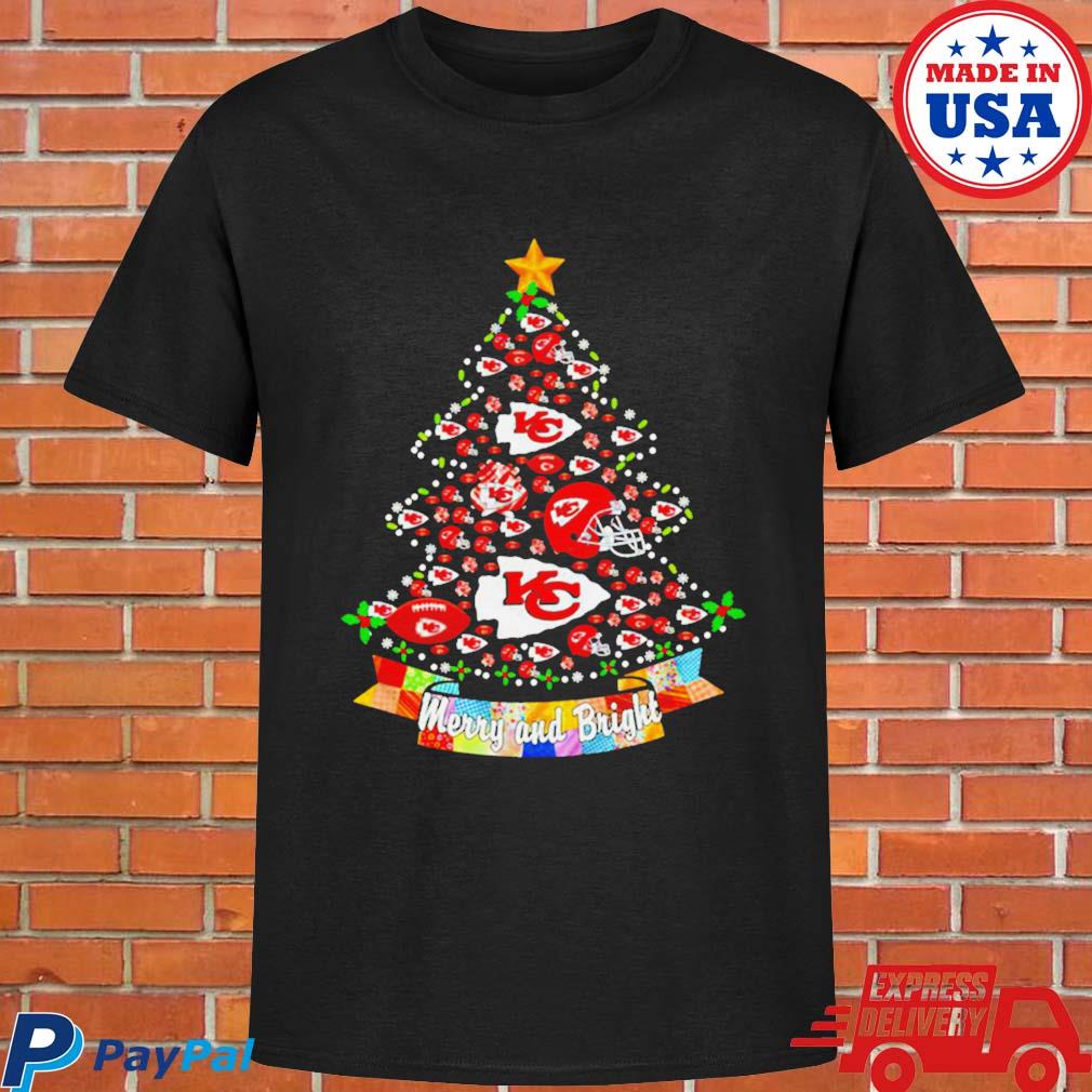 Official Kansas city Chiefs Christmas tree merry and bright T