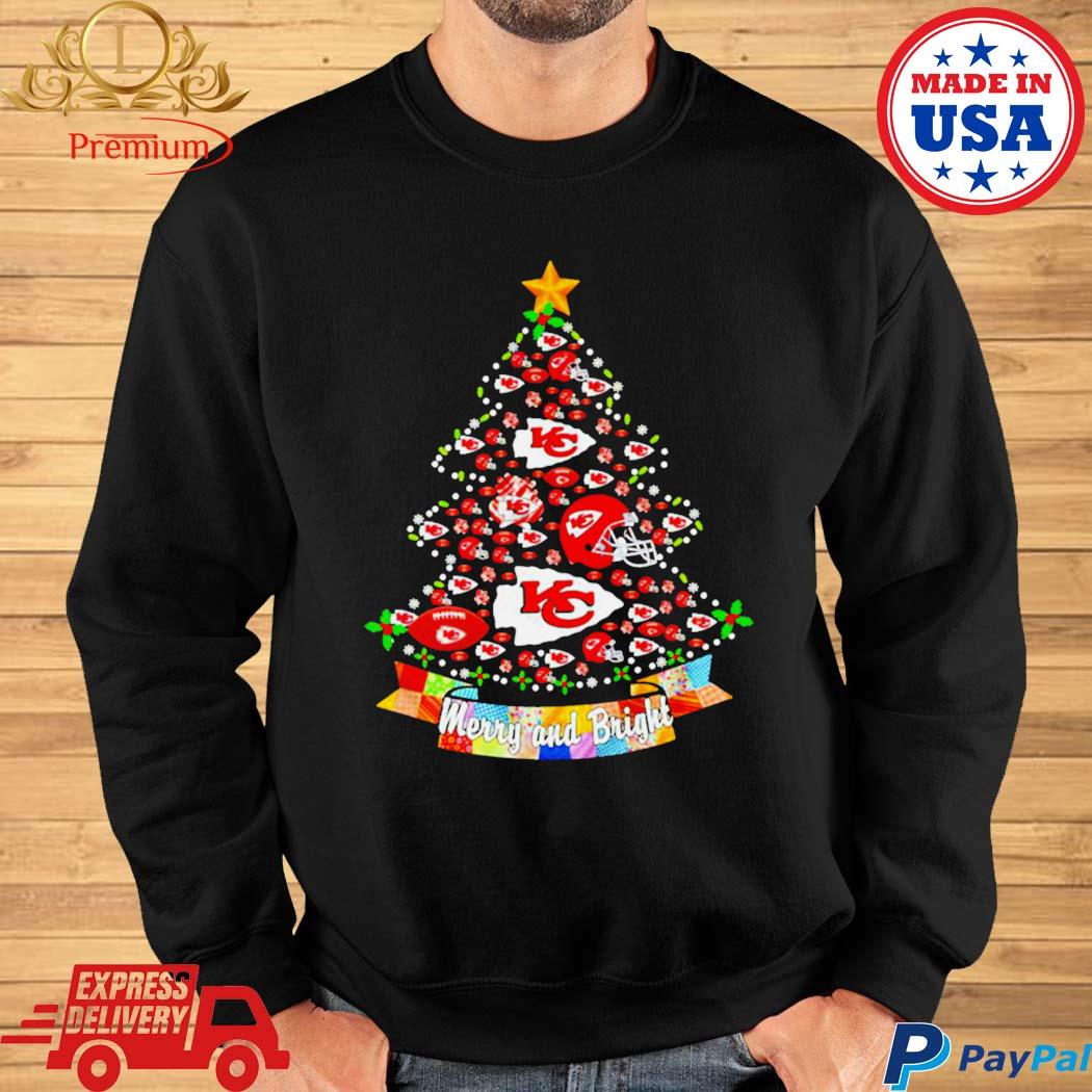 Official Kansas city Chiefs Christmas tree merry and bright T