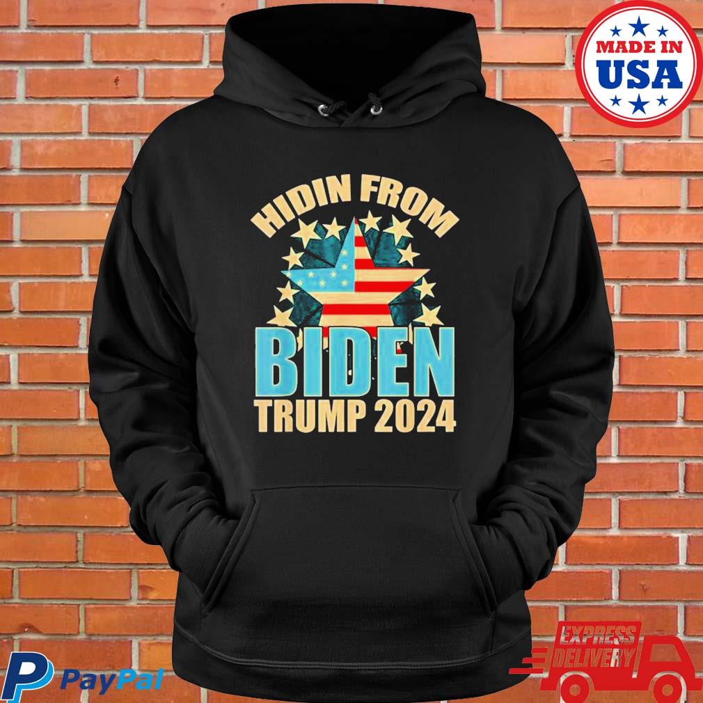 Official Hidin from Biden Trump 2024 funny impeach 46 antI liberal star American flag T-s Hoodie