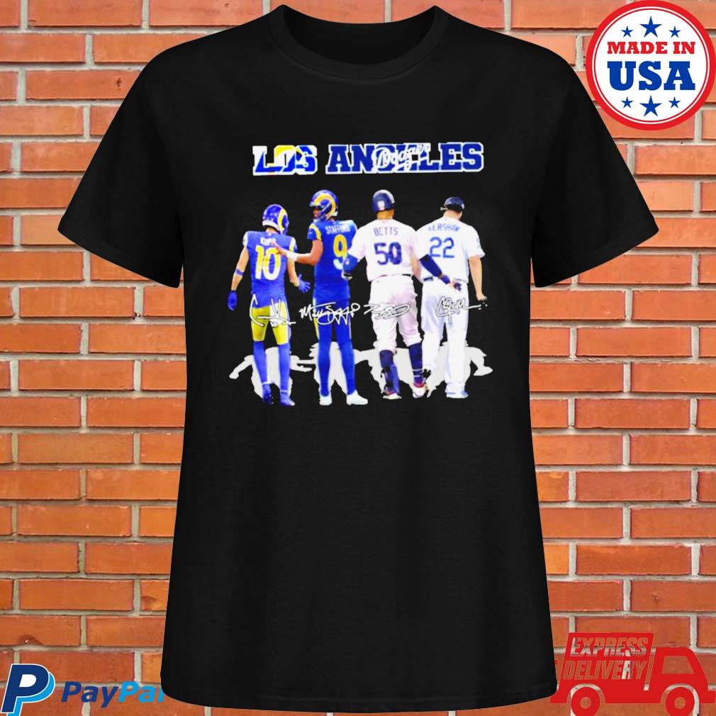 Official Los angles rams and los angeles Dodgers kupp stafford betts and  kershaw signatures T-shirt, hoodie, tank top, sweater and long sleeve t- shirt