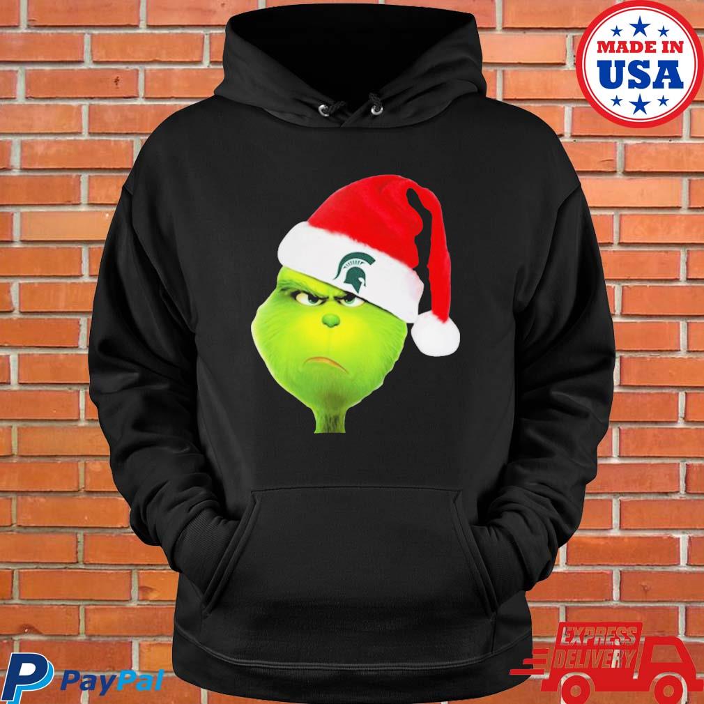 Official Santa grinch face Michigan state spartans logo Christmas T-s Hoodie