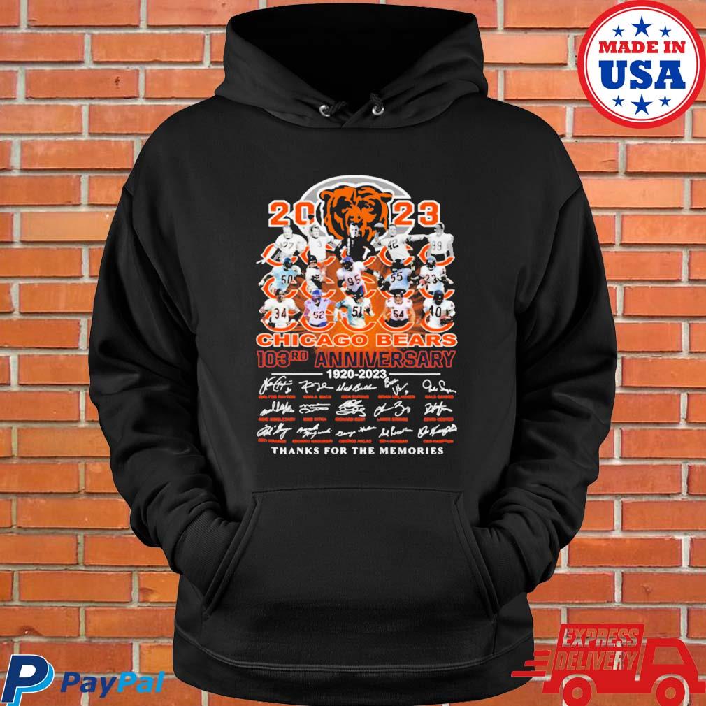 The Chicago Bears 103rd anniversary 1920 2023 thank you for the memories  signatures Chicago Bears shirt, hoodie, sweater, long sleeve and tank top