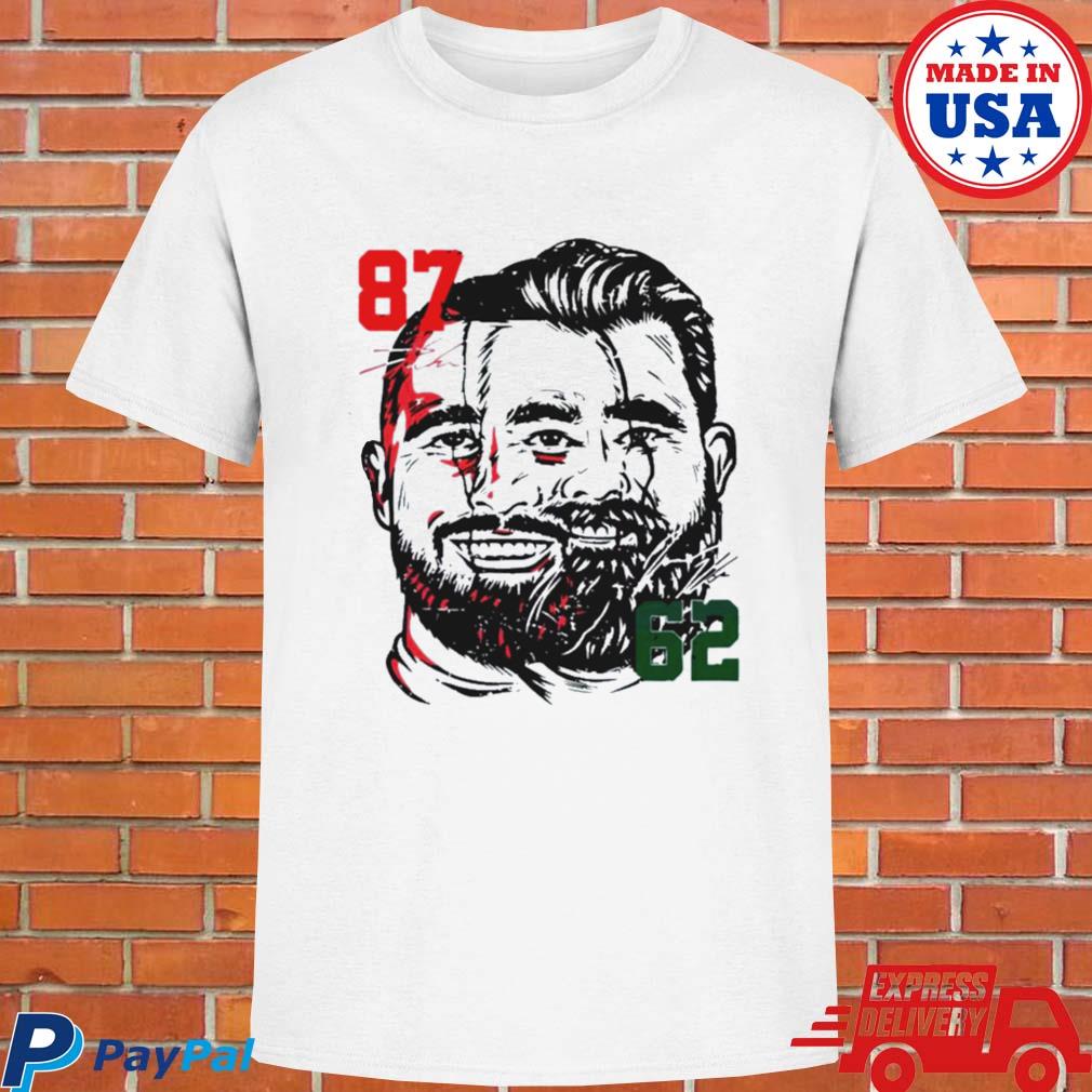 Official 2023 jason kelce and travis kelce face signatures super bowl lviI T-shirt