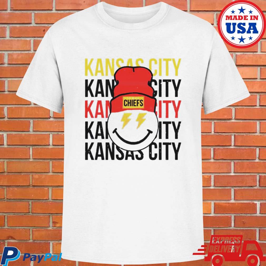 Official Chiefs smiley face leopard beanie T-shirt