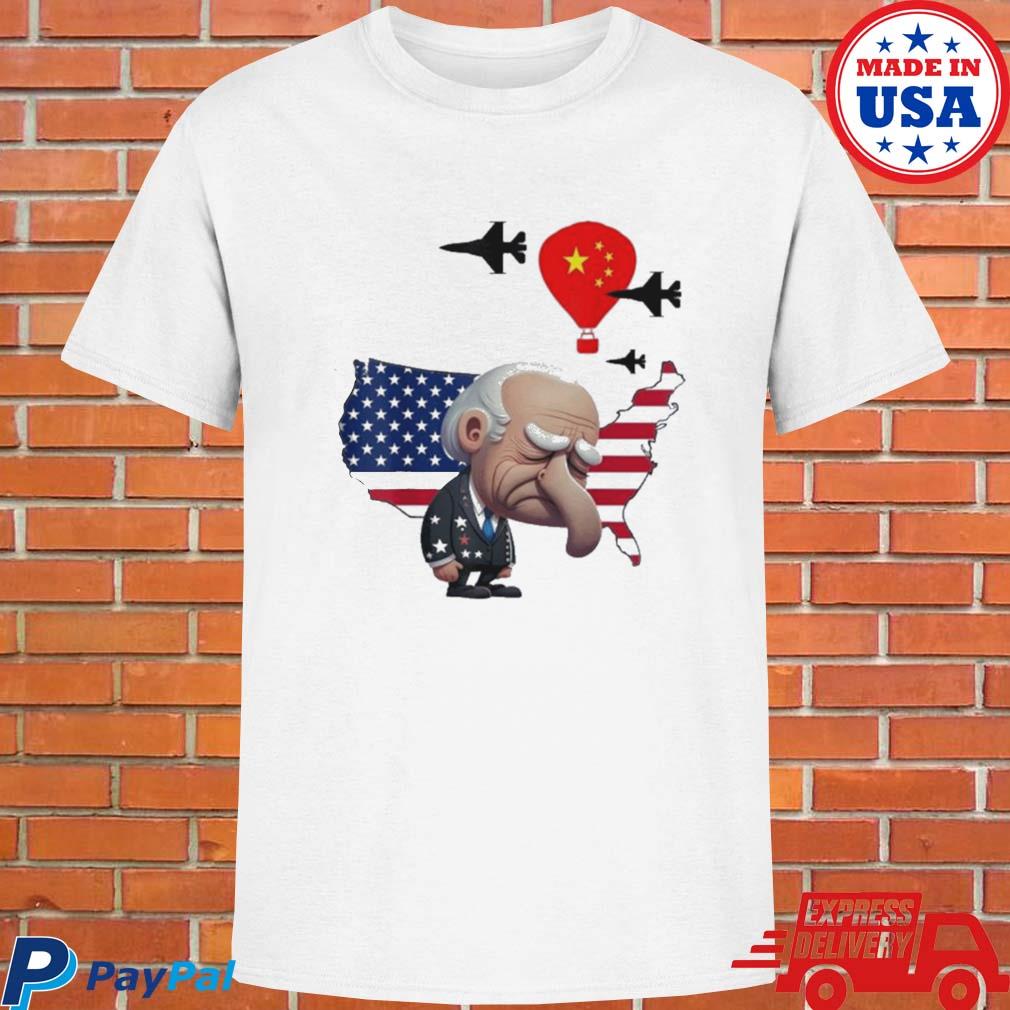 Official Chinese spy balloon surveillance Joe Biden China flag T-shirt
