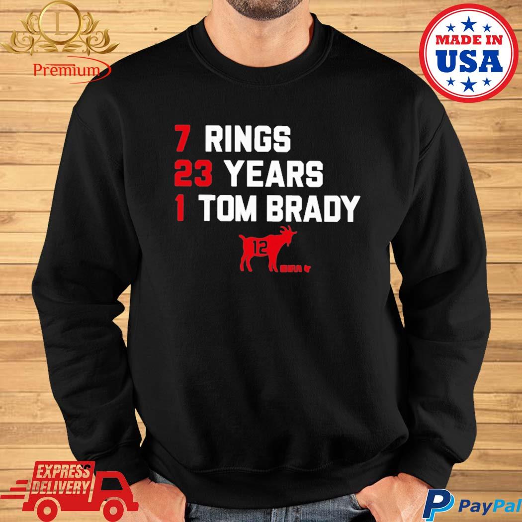 Official Goat 7 rings 23 years 1 Tom Brady T-shirt, hoodie, tank top,  sweater and long sleeve t-shirt