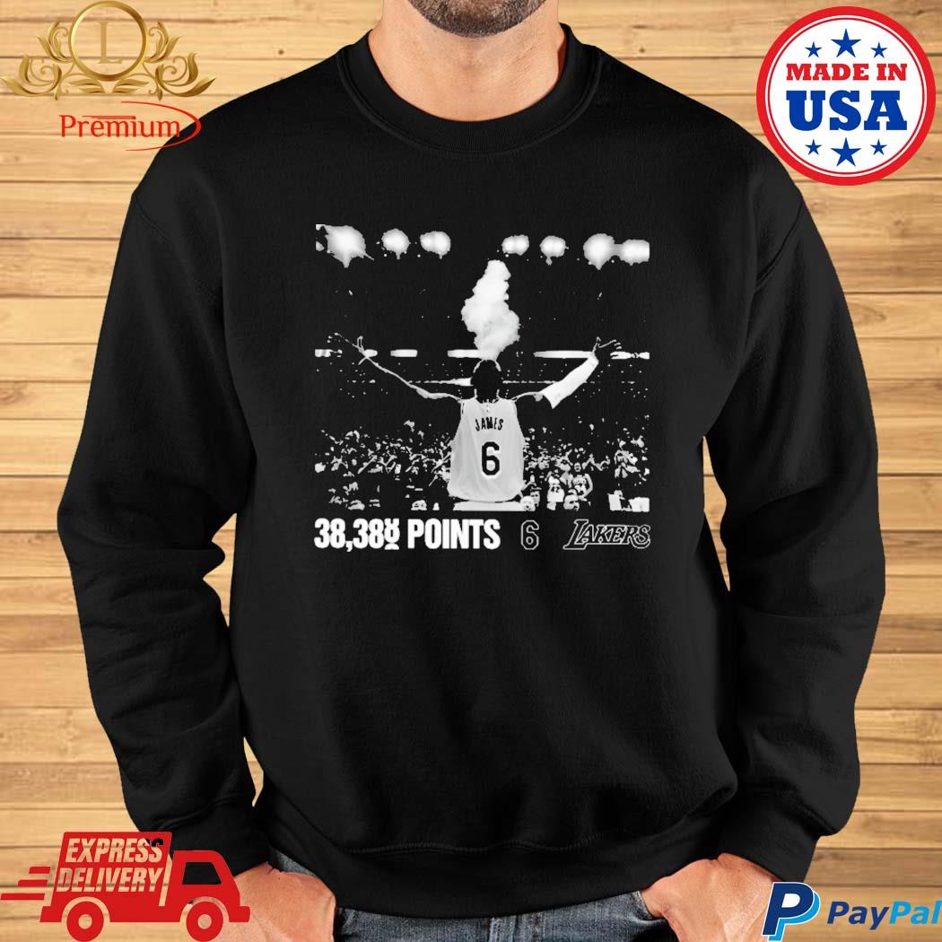 LeBron James NBA All-Time Scoring Record Split Points from Cle to Mia back  to Cle to LAL 38388 and counting signature shirt, hoodie, sweater, long  sleeve and tank top