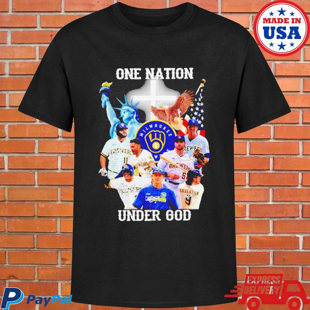 One Nation Under God Milwaukee Brewers Baseball Signature T shirt - Limotees