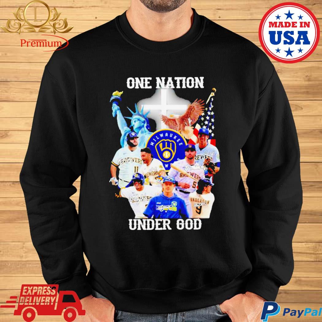 One Nation Under God Milwaukee Brewers Baseball Signature T shirt - Limotees