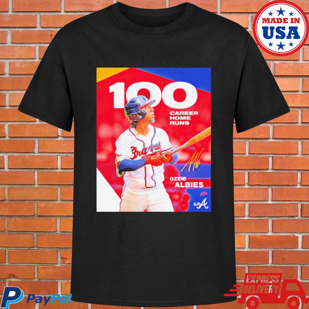 Official Ozzie albies 100 career home runs T-shirt, hoodie, tank top,  sweater and long sleeve t-shirt