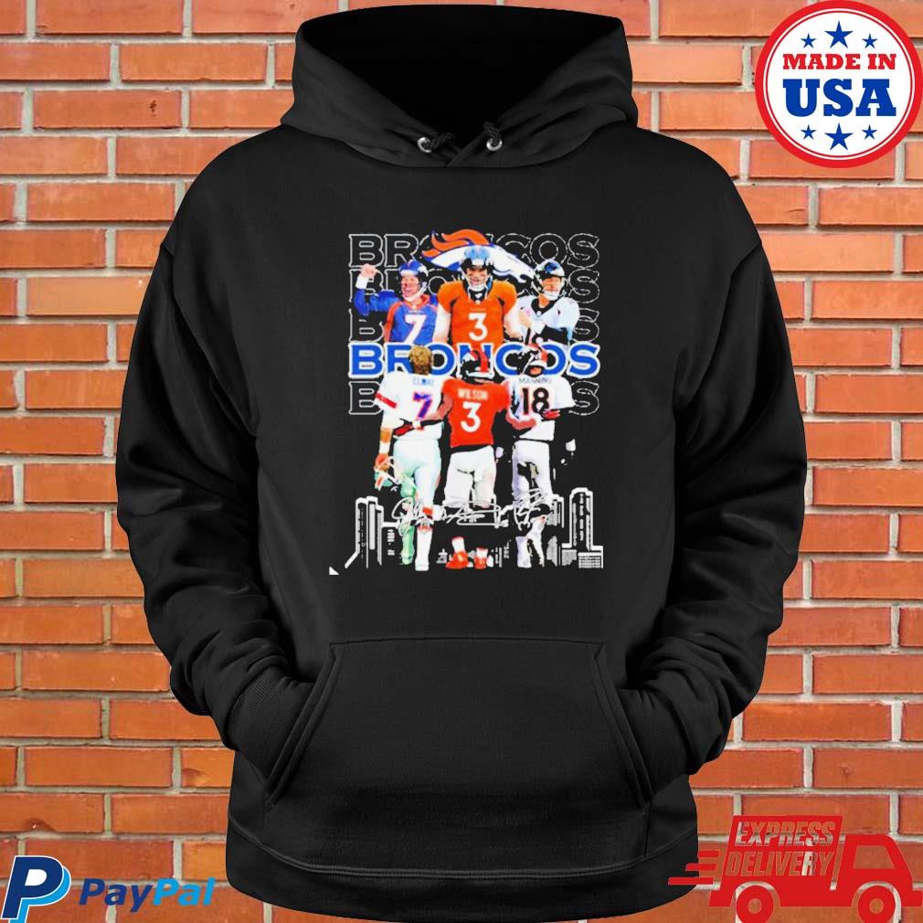 Official Denver broncos skyline 7 john elway 3 russell wilson 18 peyton  manning signatures T-shirt, hoodie, tank top, sweater and long sleeve  t-shirt