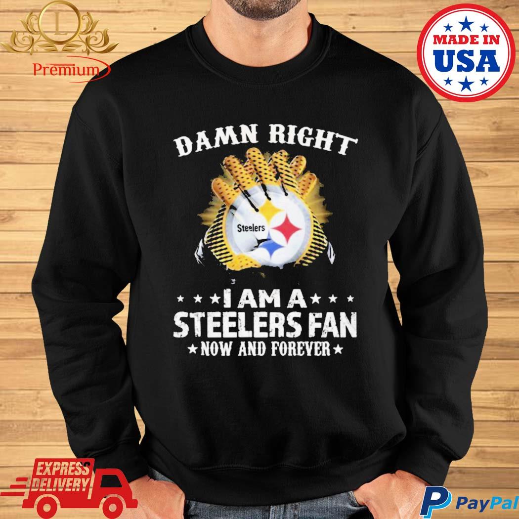 Damn Right I am a Steelers fan now and forever signatures shirt, hoodie,  sweater, long sleeve and tank top