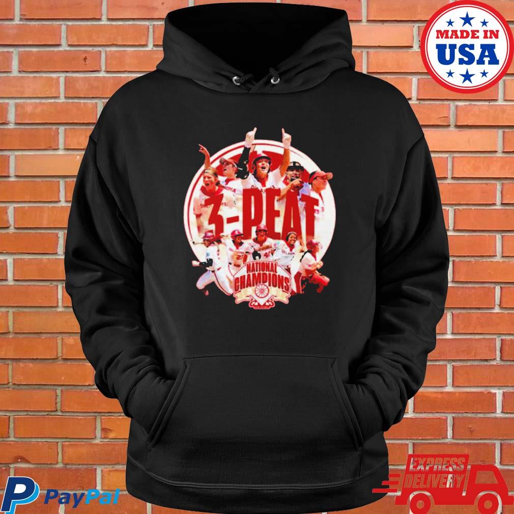 2023 Softball Champions 3 Peat Oklahoma Sooners Red Design Hoodie