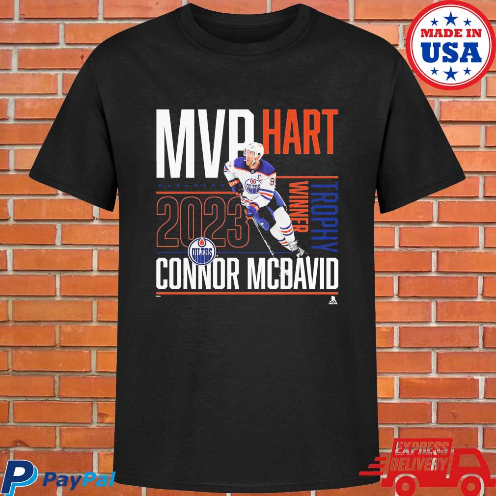 Men's Fanatics Branded Connor McDavid Black Edmonton Oilers 2023 Hart Trophy Winner T-Shirt