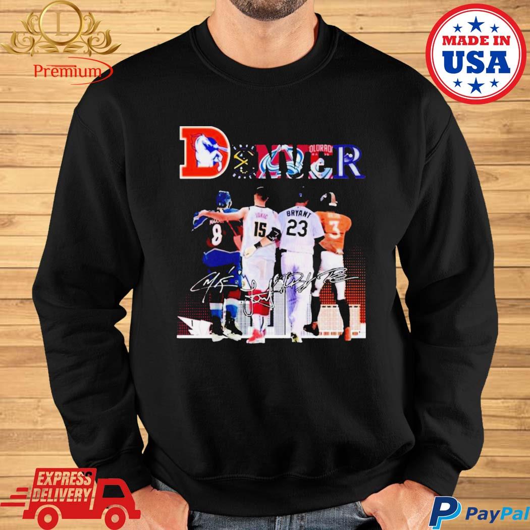 Official Denver team sports cale makar nikola jokić kris Bryant and russell  wilson signatures 2023 T-shirt, hoodie, tank top, sweater and long sleeve t- shirt