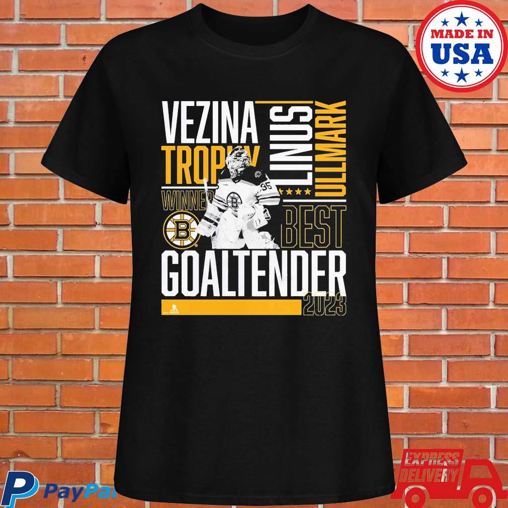 Linus Ullmark Boston Bruins Vezina trophy winner best goaltender 2023  T-shirt, hoodie, sweater, long sleeve and tank top