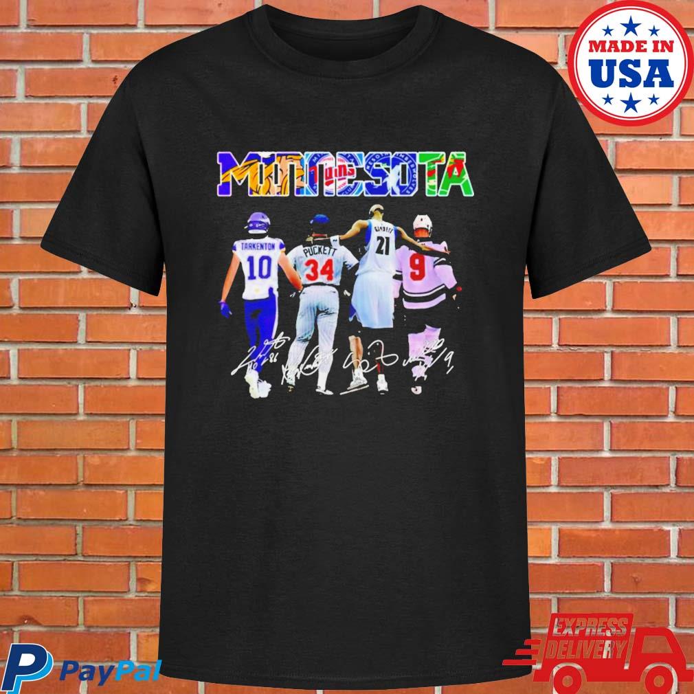 Official Minnesota sports teams fran tarkenton kirby puckett kevin garnett  mikko koivu signatures T-shirt, hoodie, tank top, sweater and long sleeve t- shirt