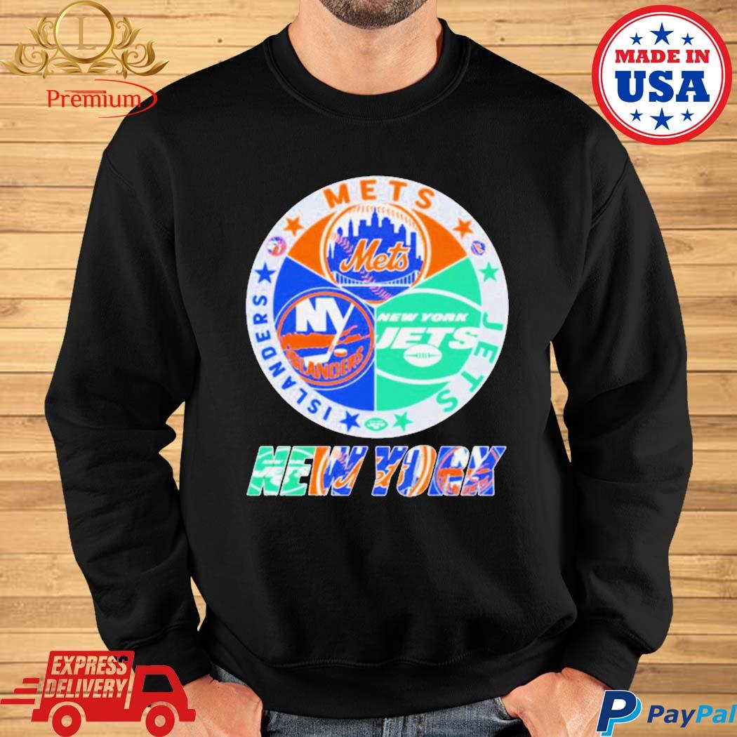 New York Nets Jets Islanders Mets 4 teams sports circle logo shirt