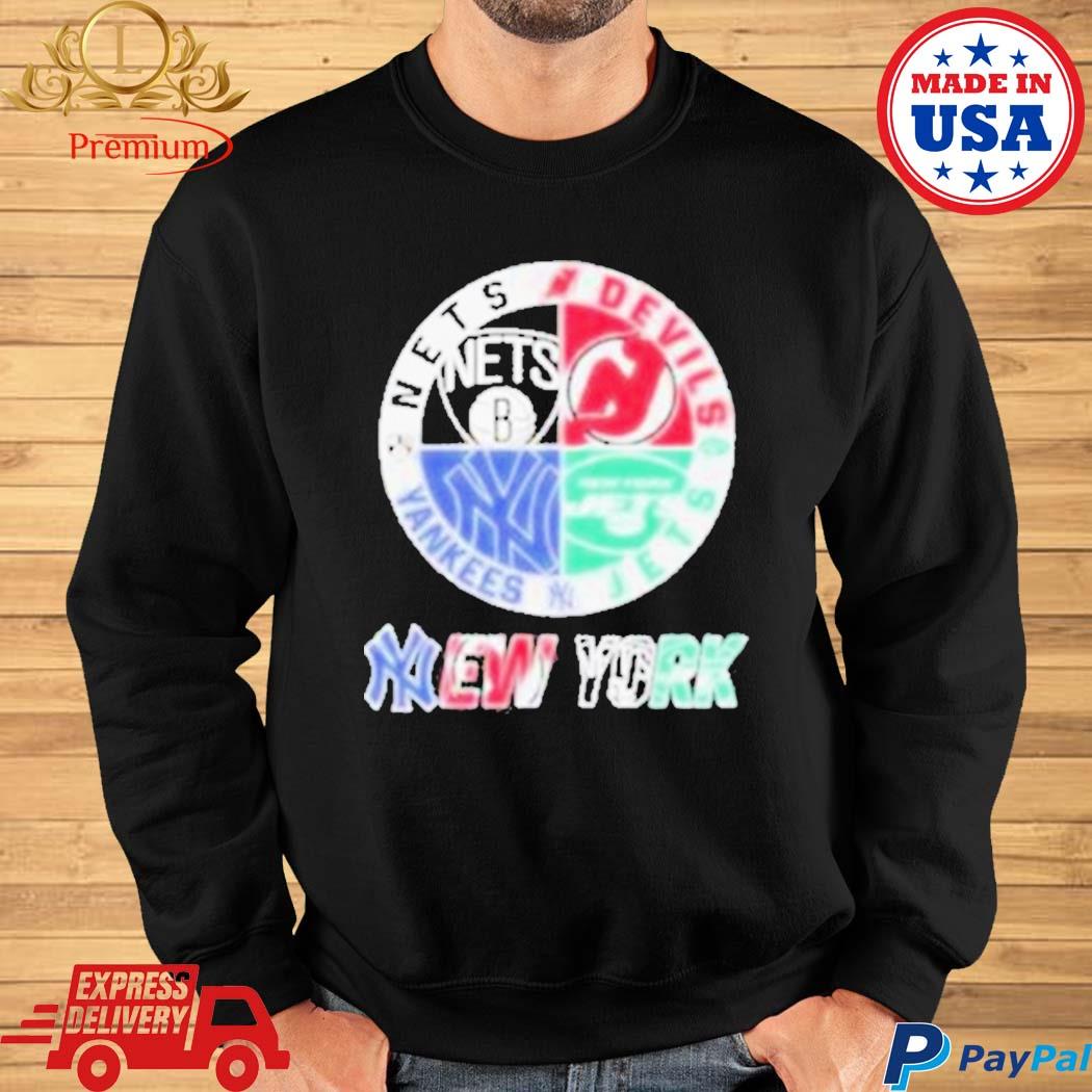 New york nets new jersey devils new york jets new york yankees new york city  2023 logo T-shirt, hoodie, longsleeve, sweater