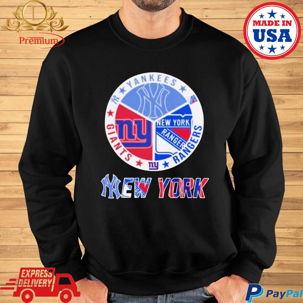 Official new York Knicks Mets Giants 3 teams sports circle logo shirt,  hoodie, sweater, long sleeve and tank top