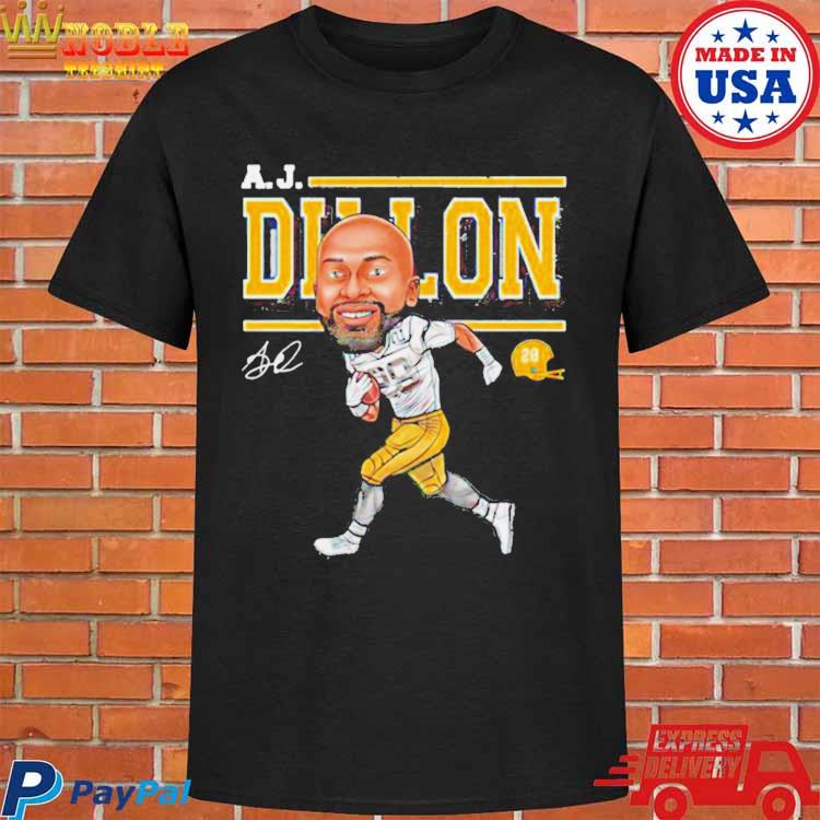 A.J. Dillon Green Bay Packers Cartoon signature shirt - Guineashirt Premium  ™ LLC