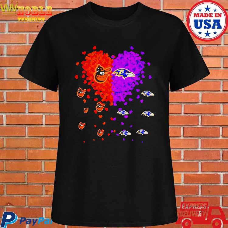 Baltimore Orioles Baltimore Ravens logo in heart Shirt - Bring