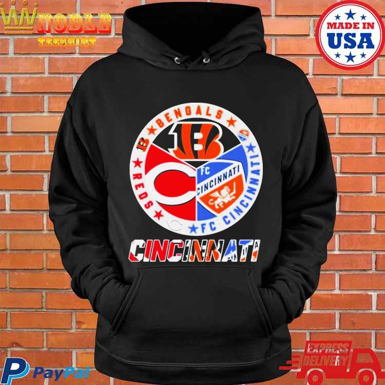 Cincinnati city logo bengals and fc cincinnati and reds shirt, hoodie,  sweater, long sleeve and tank top