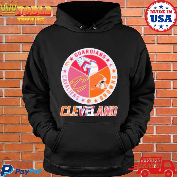 Official Cleveland guardians Cleveland browns Cleveland cavaliers champions  logo 2023 T-shirt, hoodie, tank top, sweater and long sleeve t-shirt