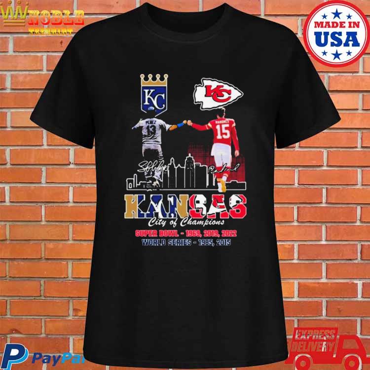 Official Kansas Chiefs city patrick mahomes and city royals perez city of  champions signatures 2023 T-shirt, hoodie, tank top, sweater and long  sleeve t-shirt