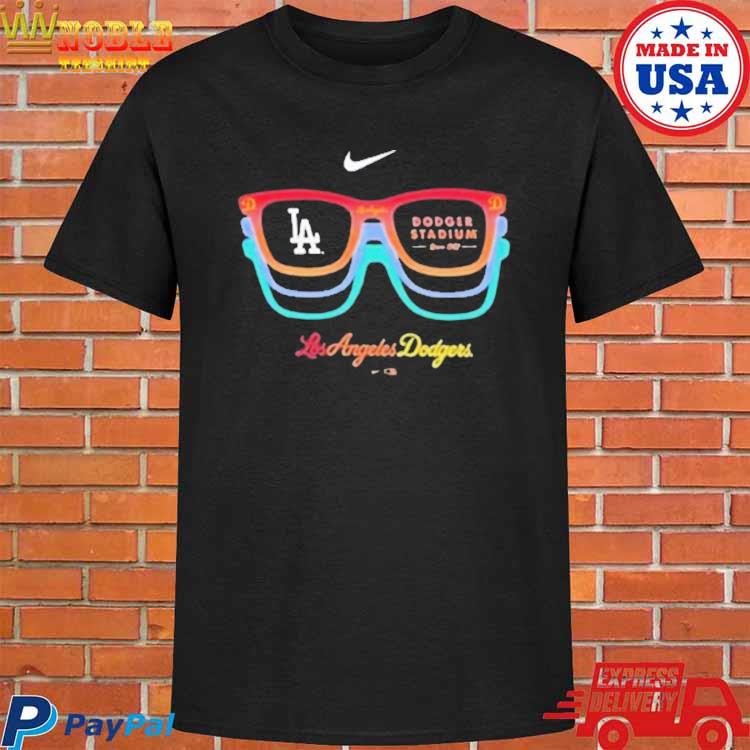 Original los Angeles Dodgers Nike Dodger Stadium Glasses T Shirt - Limotees