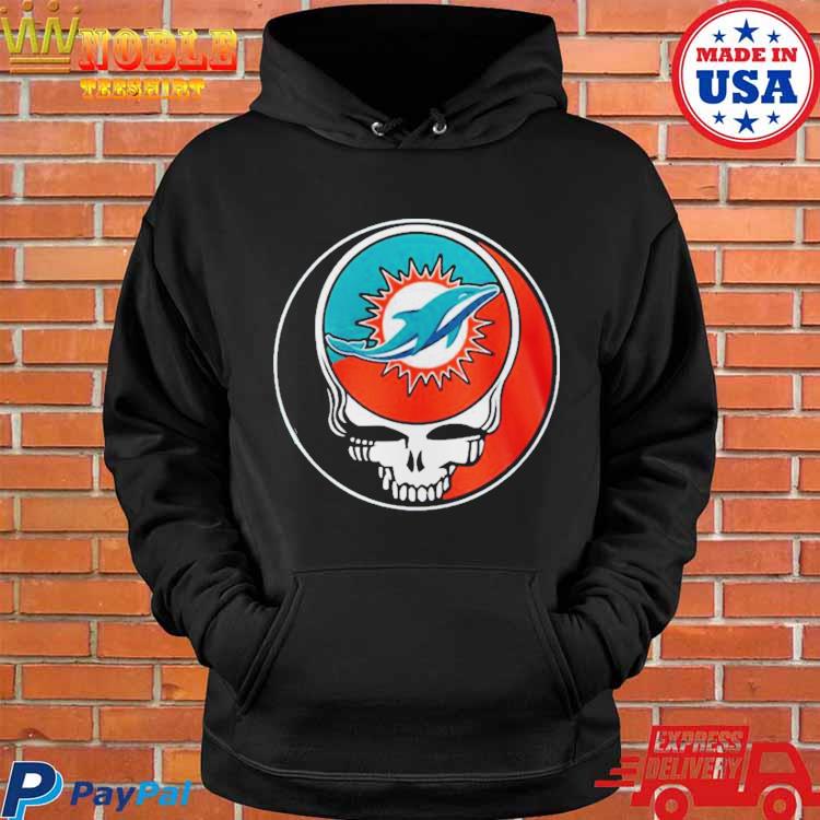 Miami Dolphins Team Logo Grateful Dead Skull Style Hoodie - A