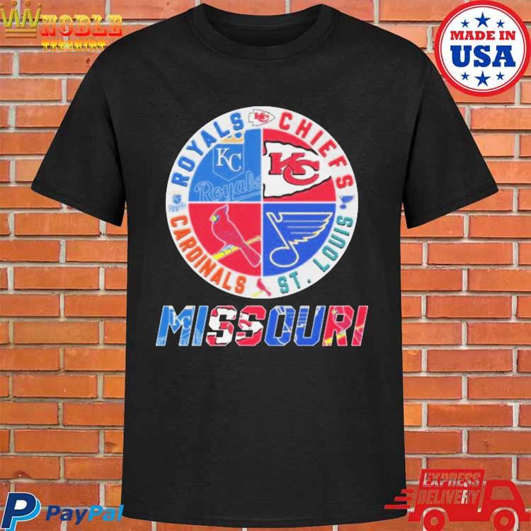 Missouri Kansas City Chiefs Royals St Louis Cardinals And Blue 2023 Shirt