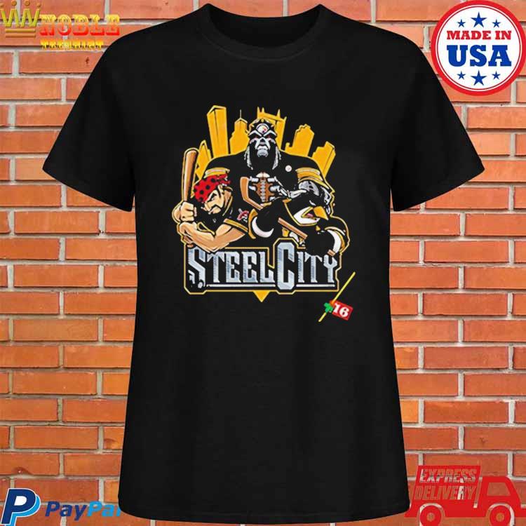 Pittsburgh Steelers x Pittsburgh Penguins x Pittsburgh Pirates art by Eric  Poole Fan Gifts T-Shirt - Masteez