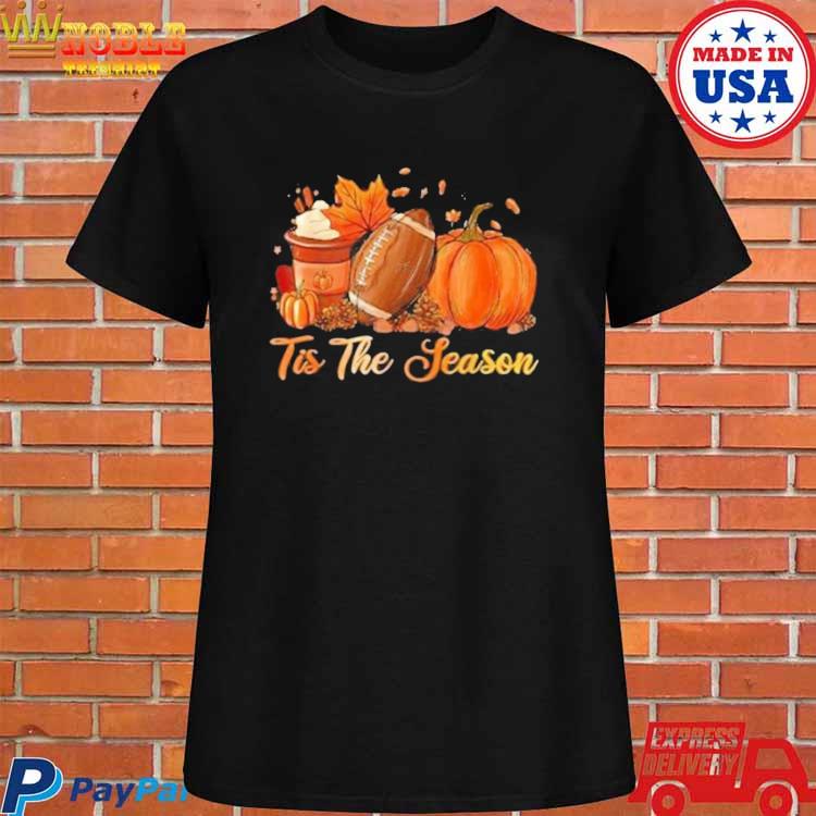 Pumpkin Spice Football Tis The Season Fall Thanksgiving T-Shirt