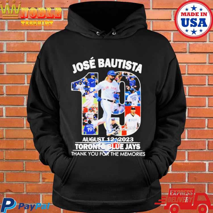 Official jose Bautista 19 August 12 2023 Toronto Blue Jays Thank You For  The Memories Shirt