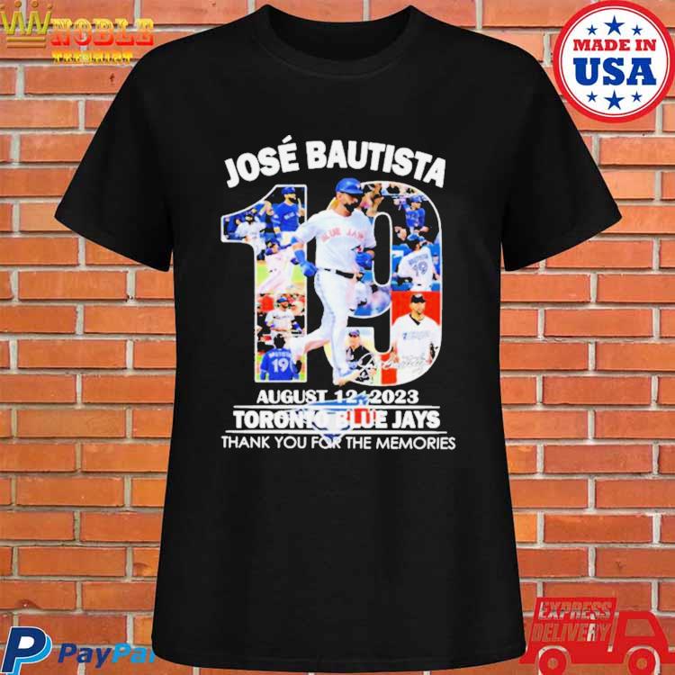 Jose Bautista August 12, 2023 Toronto Blue Jays Thank You For The Memories  Signature T-shirt,Sweater, Hoodie, And Long Sleeved, Ladies, Tank Top