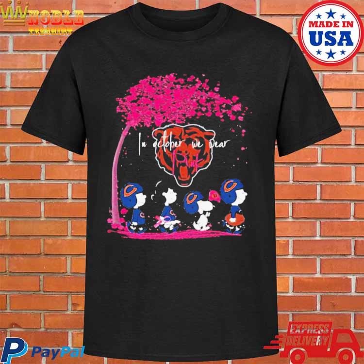 Peanuts Characters Chicago Bears In October We Wear Pink Fall Shirt