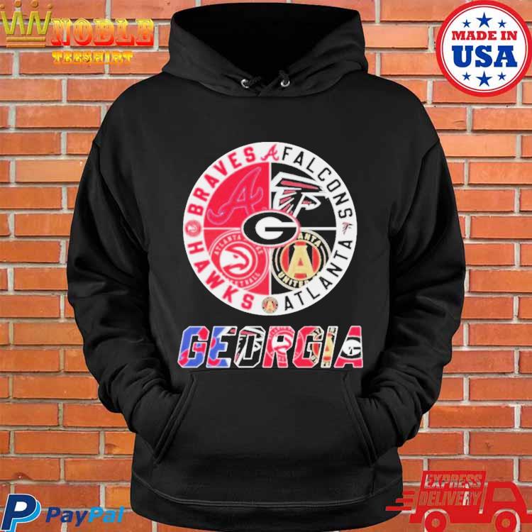 Nice Georgia Teams 4 Atlanta Braves Falcons Hawks United FC State Outline  Shirt, hoodie, sweater, long sleeve and tank top