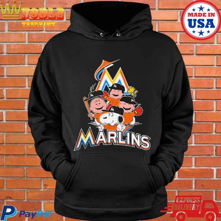 Peanuts Charlie Brown And Snoopy Playing Baseball Miami Marlins Shirt