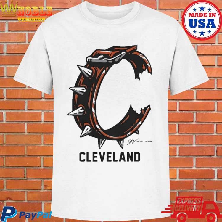 Orange Cleveland Football C Collar T Shirt