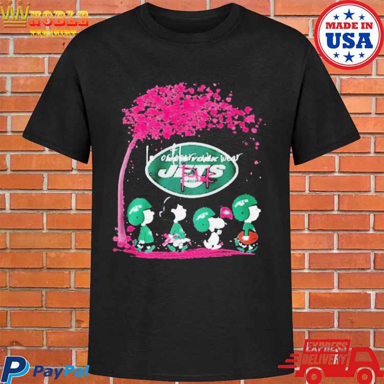 Peanuts Characters New York Jets In October We Wear Pink Shirt