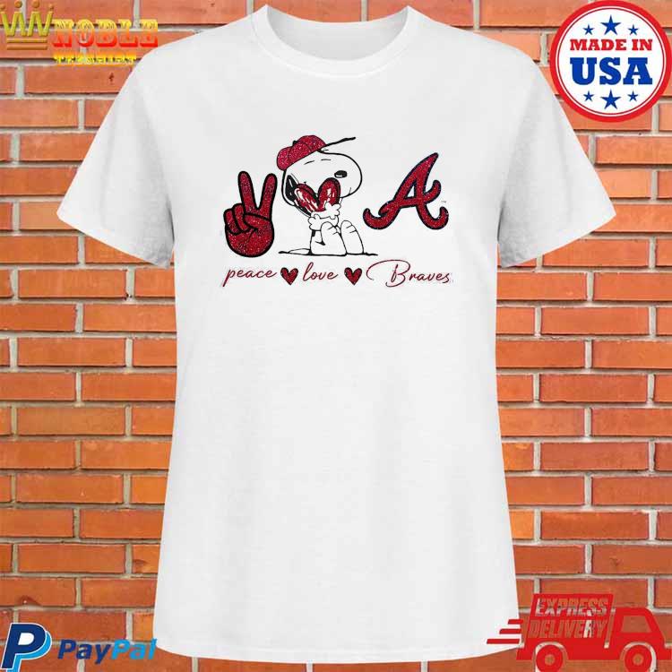 Official Snoopy atlanta braves peace love braves T-shirt, hoodie, tank top,  sweater and long sleeve t-shirt