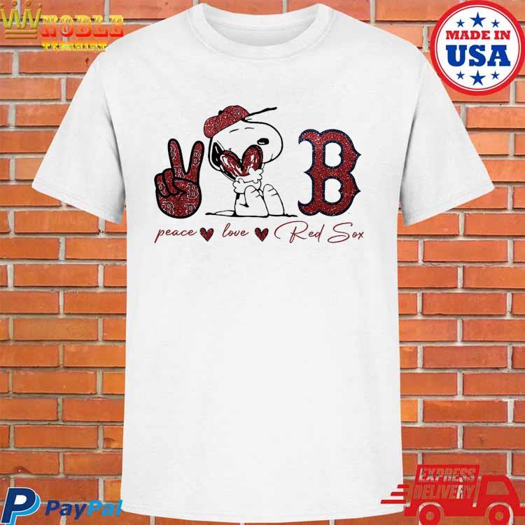 Snoopy Boston Red Sox Peace Love Red Sox Shirt