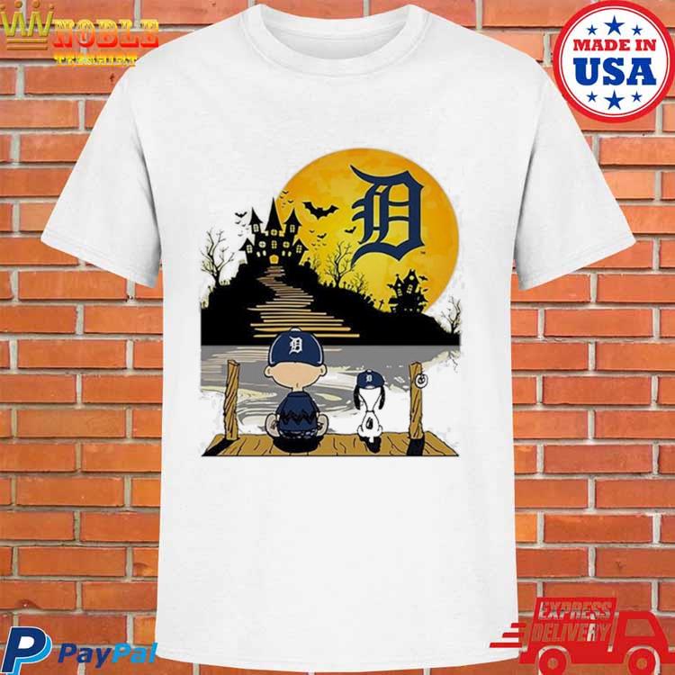 Snoopy Charlie Brown Sit Under Moon Detroit Tigers Halloween Shirt -  Shibtee Clothing