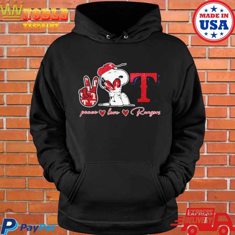 Snoopy Peace Love Texas Rangers Shirt, hoodie, sweater and long sleeve