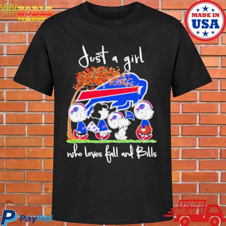 Snoopy Peanuts Just A Girl Who Loves Fall And Buffalo Bills Shirt, hoodie,  sweater, long sleeve and tank top