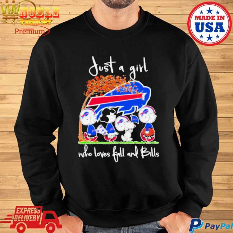 Official just A Girl Who Love Fall And Buffalo Bills Peanuts Snoopy Tshirt,  hoodie, sweater, long sleeve and tank top