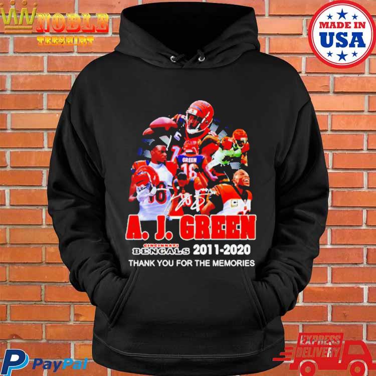 Official A. j. green cincinnatI bengals thank you for the memories  signature T-shirt, hoodie, tank top, sweater and long sleeve t-shirt